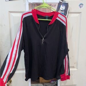 Black and Red quarter Zip-Up Shirt
